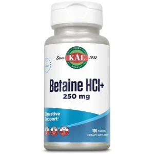 KAL digestive supplement with Betaine HCL and Pepsin, rapid release tablets for stomach acid support