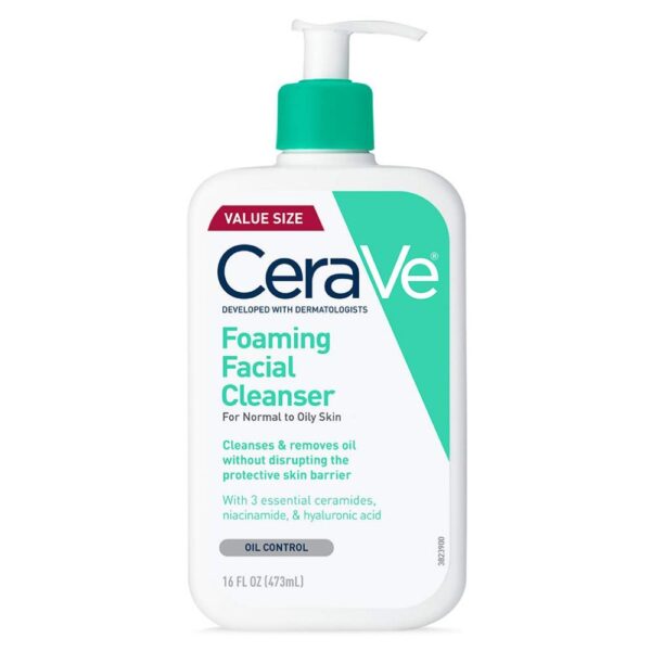 CeraVe Foaming Facial Cleanser for Oily Skin – 16 oz CeraVe Foaming Face Wash with Hyaluronic Acid, Ceramides & Niacinamide – Oil Control Cleanser, 16 oz, Fragrance Free