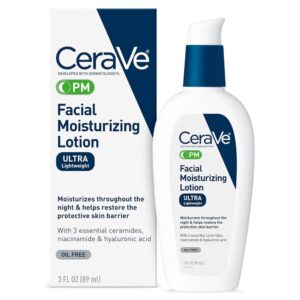 CeraVe PM Night Facial Moisturizer with Hyaluronic Acid and Niacinamide – Ultra-Lightweight