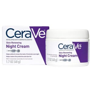 CeraVe Skin Renewing Night Cream with Niacinamide, Peptides & Hyaluronic Acid – 1.7 oz