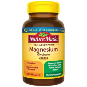 Nature Made Magnesium Glycinate 200mg for muscle, heart & bone support - 60 capsules