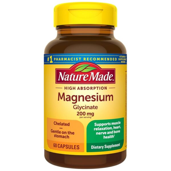 Nature Made Magnesium Glycinate 200mg for muscle, heart & bone support - 60 capsules