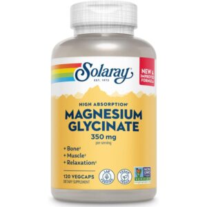 Solaray Magnesium Glycinate 120 VegCaps for bone, muscle & heart support