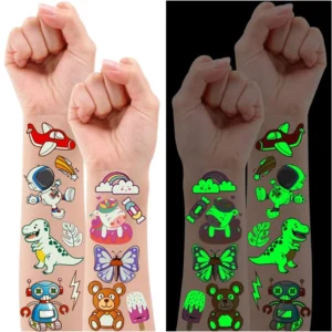 Partywind glow-in-the-dark tattoos for kids with 380 styles across 30 mixed theme sheets