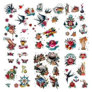 51 American retro temporary tattoo designs for adults and kids with small stylish patterns