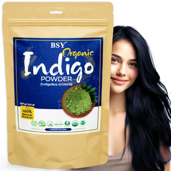 BSY Organic Indigo Powder 227g for natural hair coloring