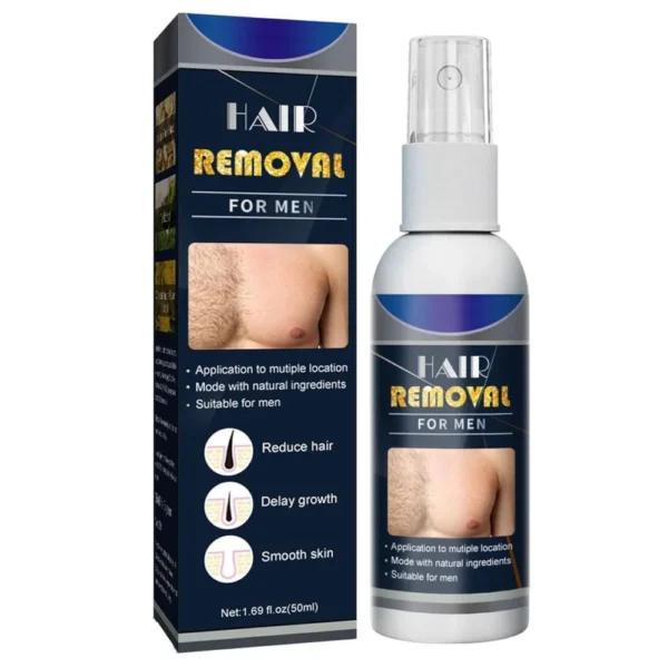Semi-Permanent natural hair removal spray for men, gentle and effective body hair remover
