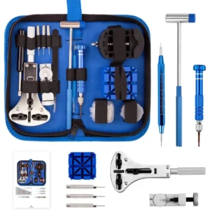 XOOL watch repair kit with tools and carrying case