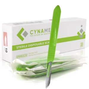 Cynamed disposable #10 scalpel blades with plastic handle pack of 10 sterile knives