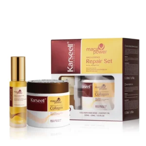 Karseell Collagen Hair Treatment Deep Repair Mask and Argan Oil Set for Dry Damaged Hair – 16.9oz + 1.69oz