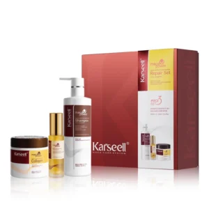 Karseell Collagen Hair Treatment Set with Deep Repair Mask, Shampoo & Argan Oil for Dry Damaged Hair – 2x16.9oz + 1.69oz