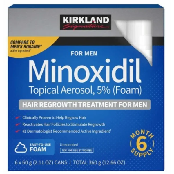 Kirkland Signature 5% Minoxidil Foam for Men, 6-month supply, hair regrowth topical treatment