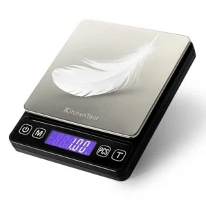 KitchenTour Digital Kitchen Scale 500g x 0.01g high precision multifunction scale for food, meat, jewelry, lab, carat, and powders with LCD