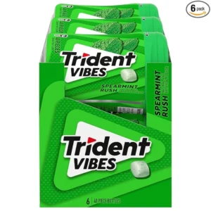 Trident Vibes Spearmint Rush Sugar-Free Chewing Gum 6 Bottles of 40 Pieces