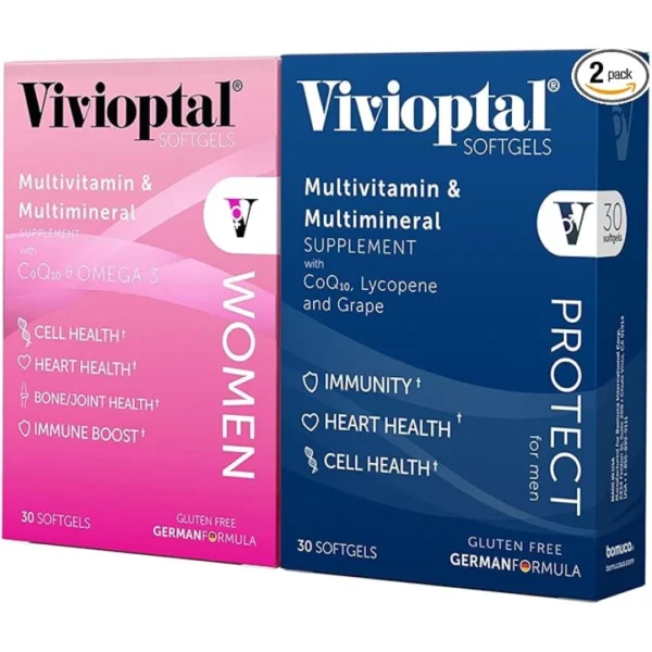 Vivioptal Multivitamin & Multimineral for Men and Women, gluten free German formula, 30 softgels each