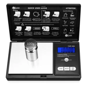 Weigh Gram Digital Pocket Scale 200g x 0.01g mini food jewelry grains scale with 100g calibration weight