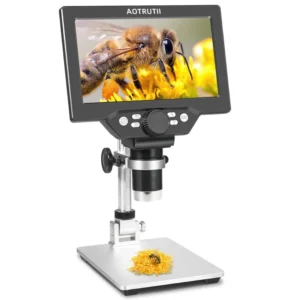 7" LCD Digital Microscope 1200X Magnification with Metal Stand and LED Lights
