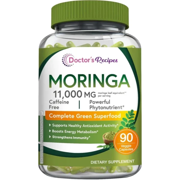 Doctor's Recipes Moringa 11000mg Green Superfood Vegan Capsules