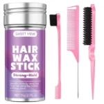 Hair Wax Stick and Slick Back Hair Brush Set for Flyaway Control