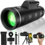 40x60 monocular telescope with smartphone adapter for adults, ideal for outdoor, travel, and low-light use