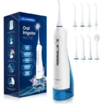 Hangsun Cordless Water Flosser for teeth with 8 jet tips, white color
