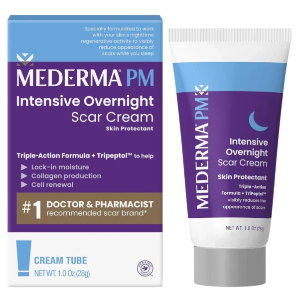 Mederma PM Intensive Overnight Scar Cream 1.0oz for reducing scars and promoting smoother skin