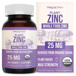 Organic Zinc 25mg Vegan Whole Food Supplement 60 Servings Immune Support