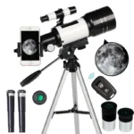 70mm aperture refractor telescope with phone adapter and wireless remote for adults and kids