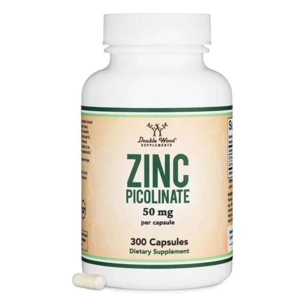 Double Wood Zinc Picolinate 50mg Immune Support 300 Capsules Non-GMO Gluten-Free