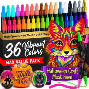 ARTISTRO 36 multicolor acrylic paint marker pens with dot and fine tips for pumpkin painting and DIY crafts