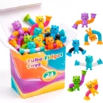 Cat themed pop tube suction cup fidget toys for kids, party favors and classroom prizes