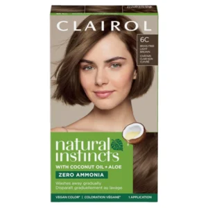 Clairol Natural Instincts demi permanent hair dye in 6C Light Brown with coconut oil and aloe vera