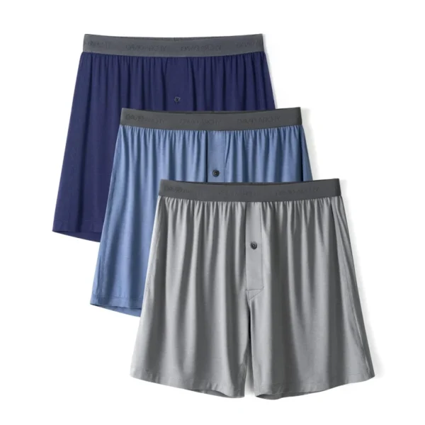 DAVID ARCHY men's bamboo rayon boxers with relaxed fit and button fly