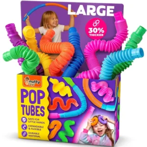 Nutty Toys large colorful pop tubes sensory fidget toys for creative STEM learning and play